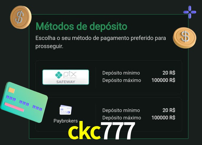 O cassino ckc777 oferece uma grande variedade de métodos de pagamento